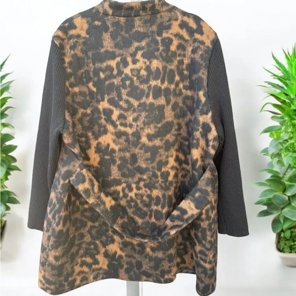 Kenneth Cole New York NWT Leopard Rib Sleeve Double Face Coat 2X